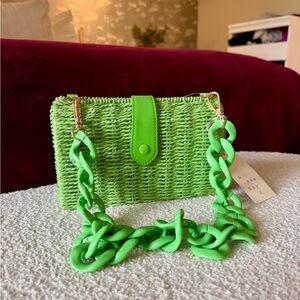 NWT A New Day Green Woven Crossbody Bag